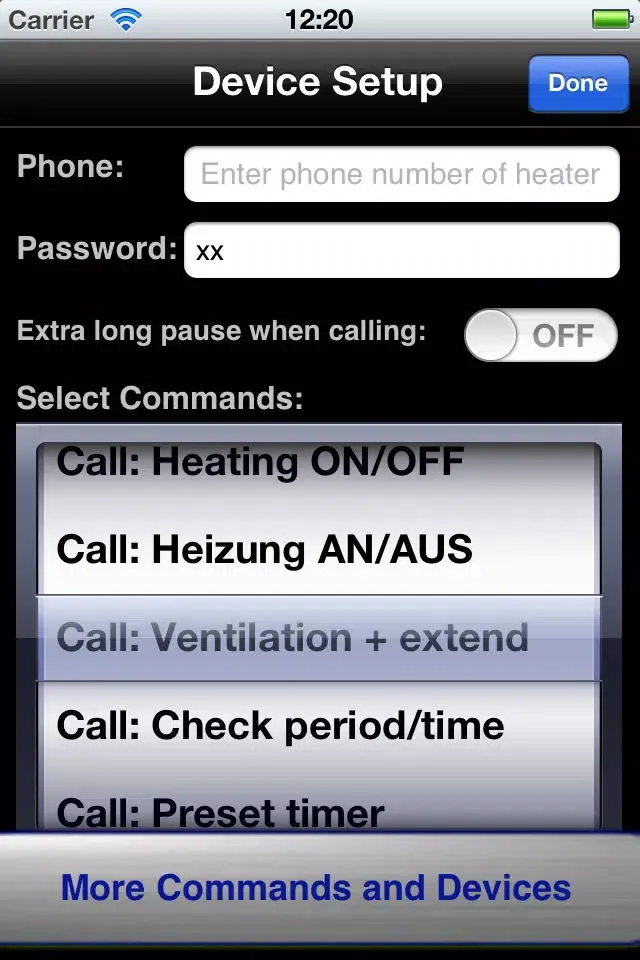 Capturas de tela do Mobile WebastoRemotePRO