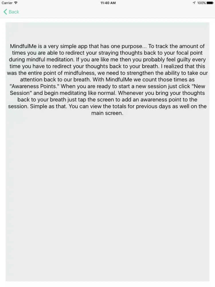 MindfulMe iPad  Screenshots