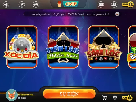 Tangkapan skrin CVIP 2016 Game bài đổi thưởng - Xóc đĩa ,Phỏm,Chắn iPad 