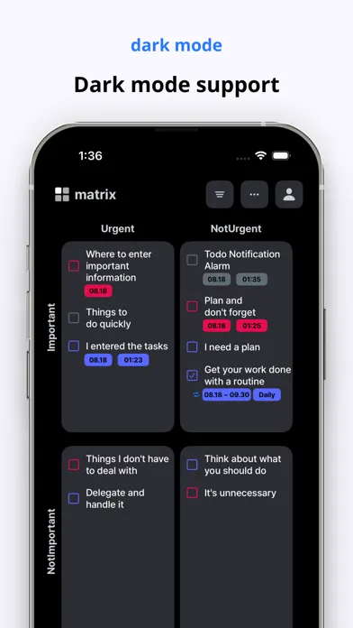 Tangkapan layar matrix - todo, task, priority