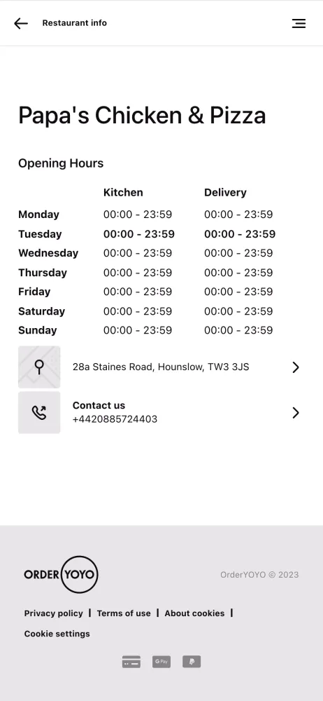 Ảnh chụp màn hình của Papa's Chicken & Pizza