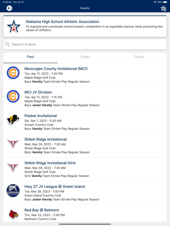AHSAA Golf iPad  Screenshots