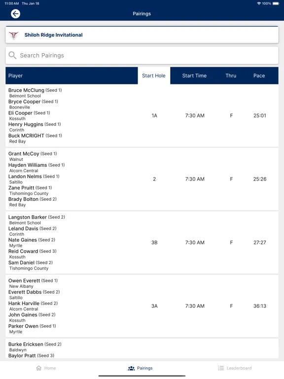 AHSAA Golf iPad  Screenshots