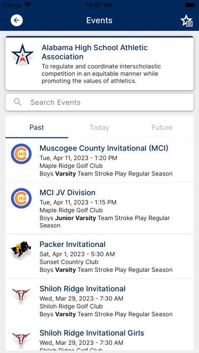 AHSAA Golf Screenshots