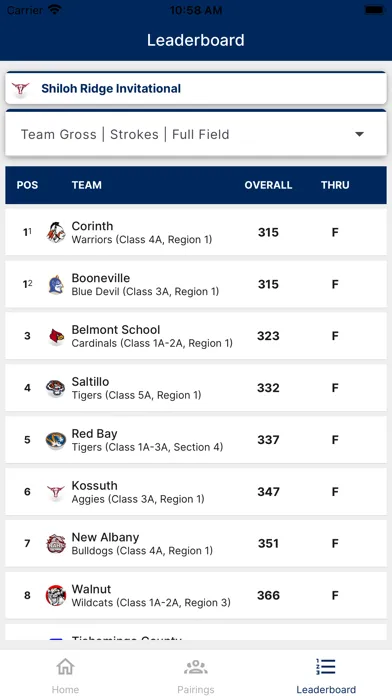 AHSAA Golf Screenshots
