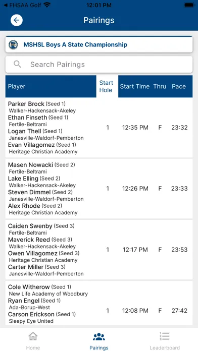 MSHSL Golf Screenshots