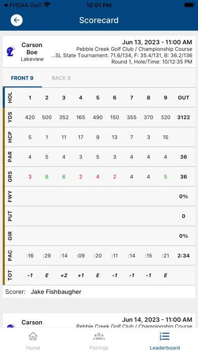 MSHSL Golf Screenshots