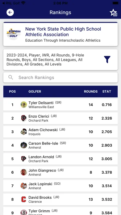 NYSPHSAA Golf سکرین شاٹس