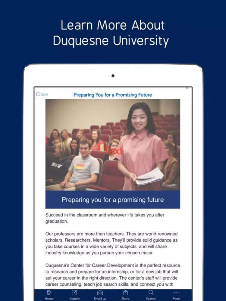 Screenshot di University of Duquesne iPad 