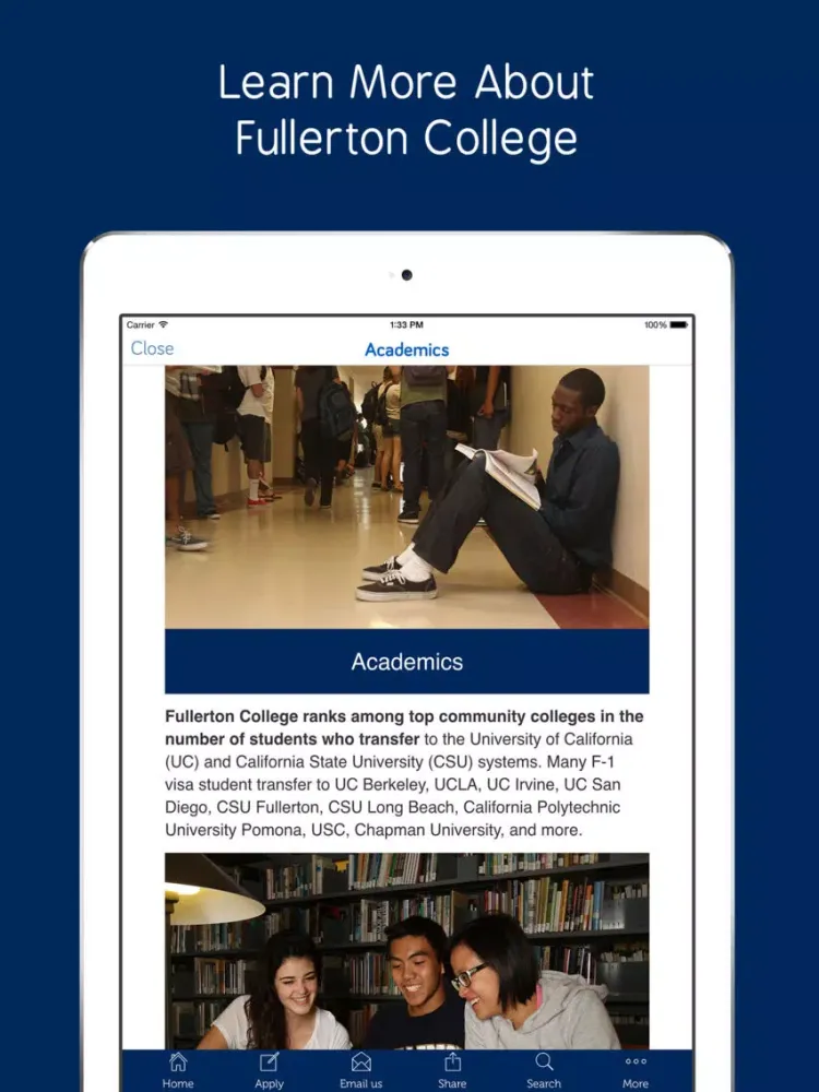 Fullerton College - Prospective International Students App iPad 应用截图