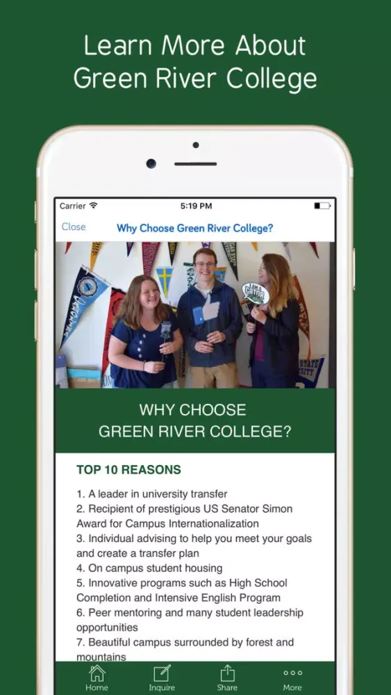 Capturas de tela do Green River College