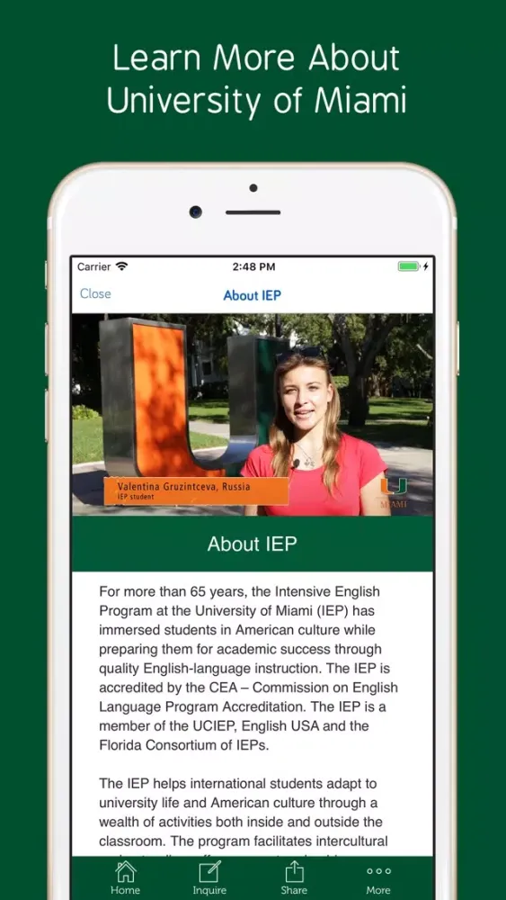 University of Miami IEP Screenshots