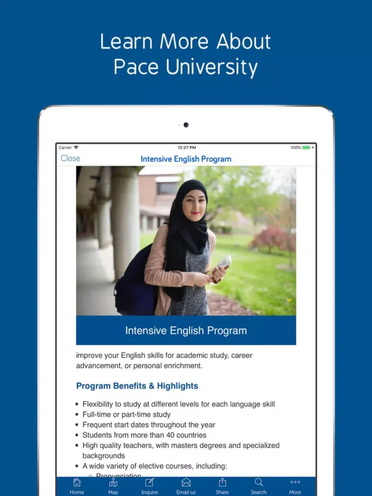 Tangkapan layar Pace University ELI iPad 