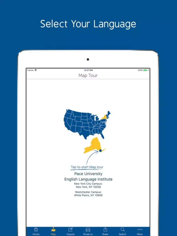 Tangkapan layar Pace University ELI iPad 
