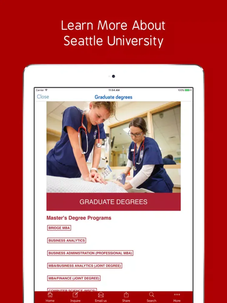 Tangkapan skrin Seattle University App iPad 