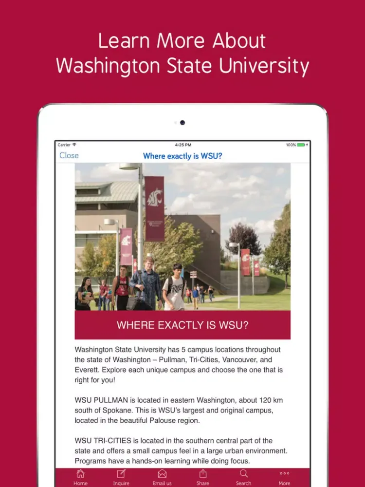 Washington State University (WSU) iPad Screenshots