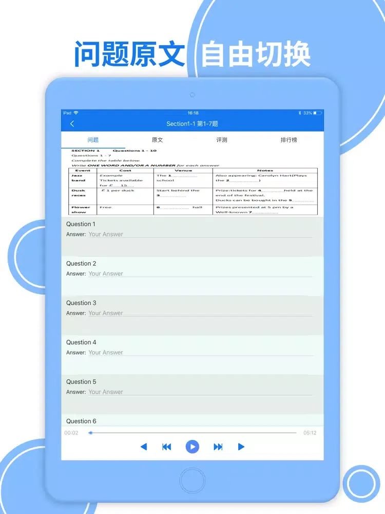 Captures d'écran de Ielts listening data iPad 