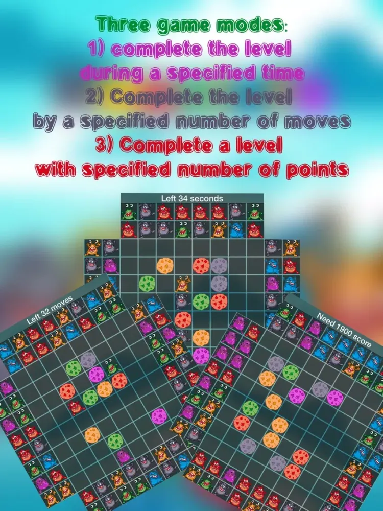 Monsters Mania - The new 3 match puzzle game 2015 - free games for boys and girls iPad  Screenshots