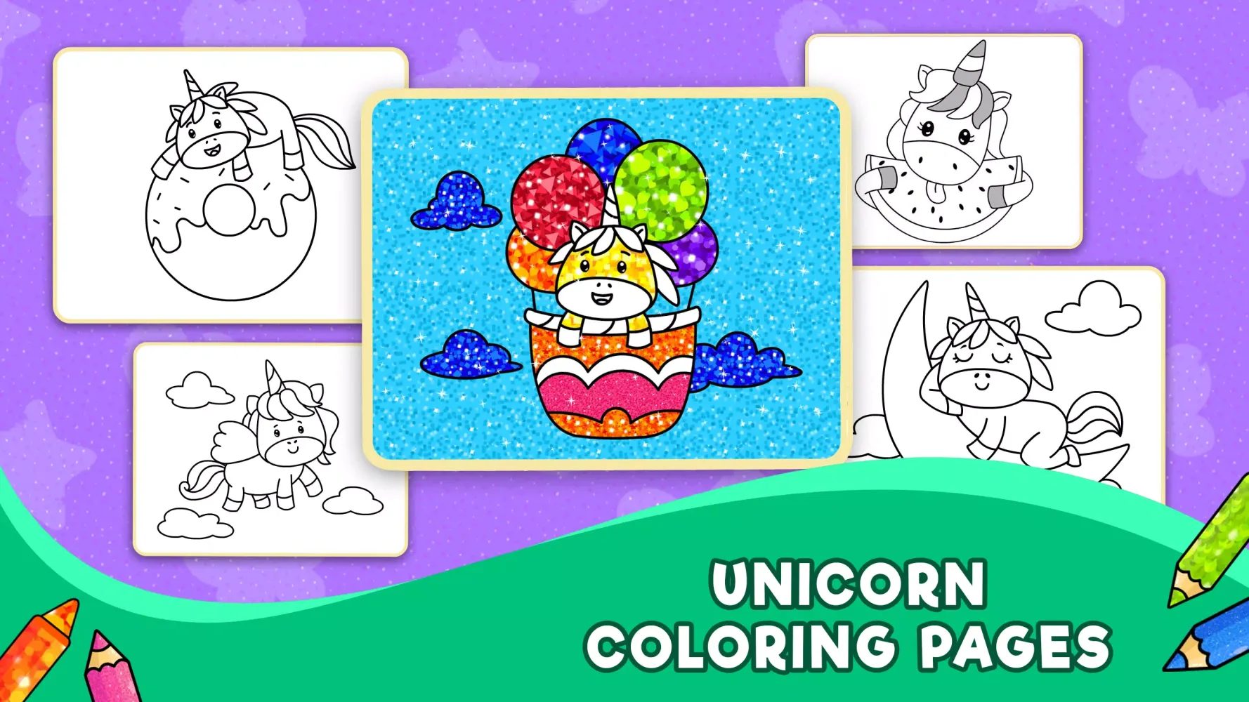 Unicorn Glitter Coloring Games Screenshots