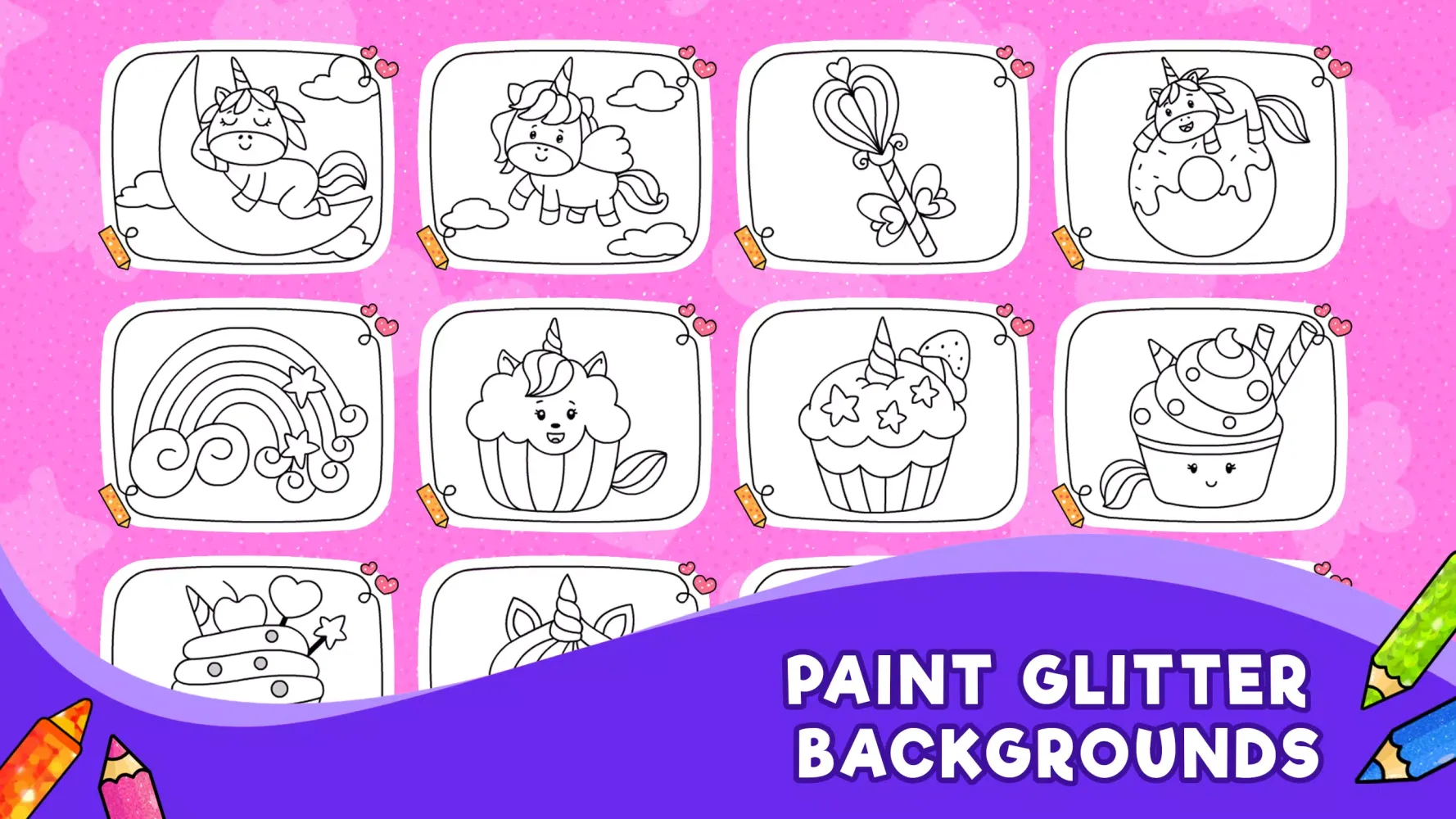 Unicorn Glitter Coloring Games Screenshots