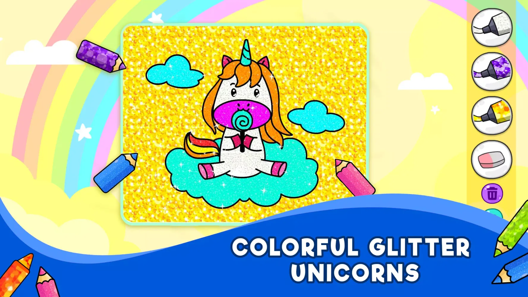 Unicorn Glitter Coloring Games Screenshots