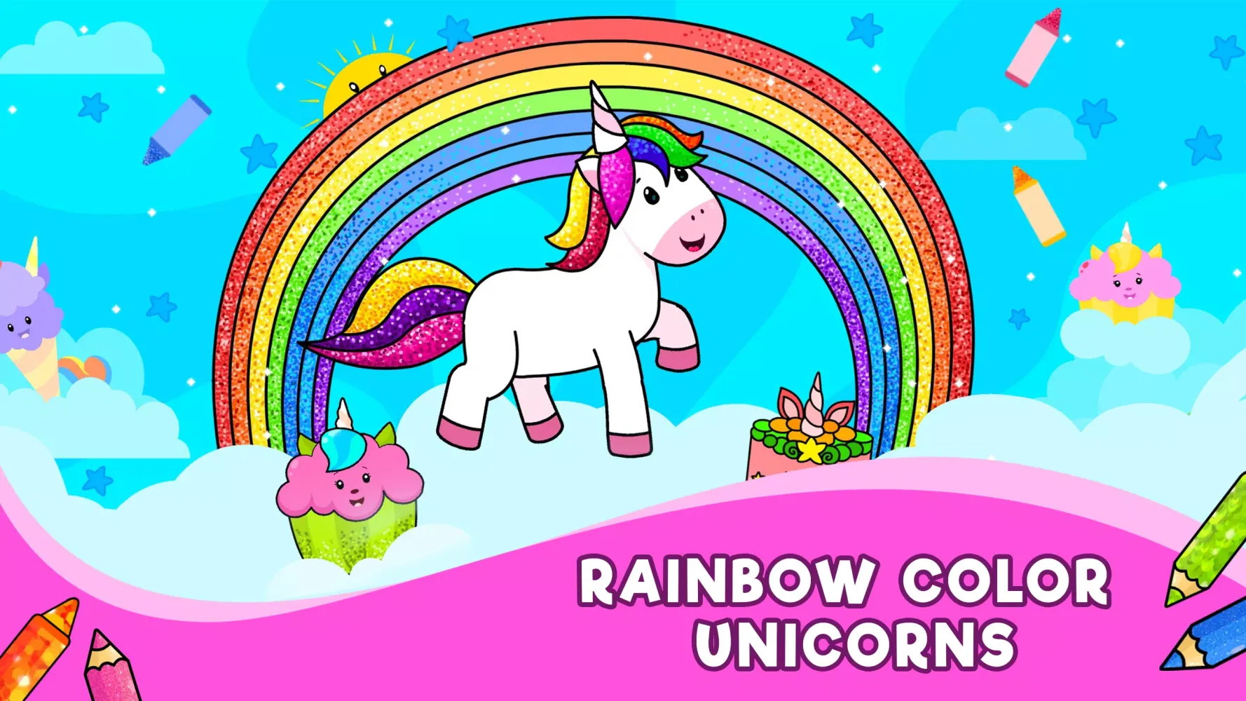 Unicorn Glitter Coloring Games Screenshots