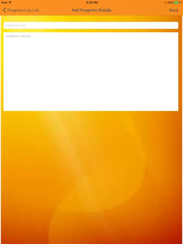 Ảnh chụp màn hình của Progress Log iPad 