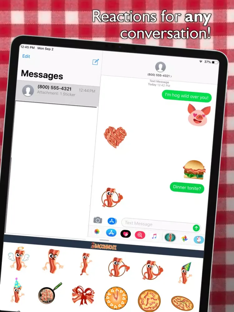 Скриншоты BaconMoji bacon emoji stickers iPad 