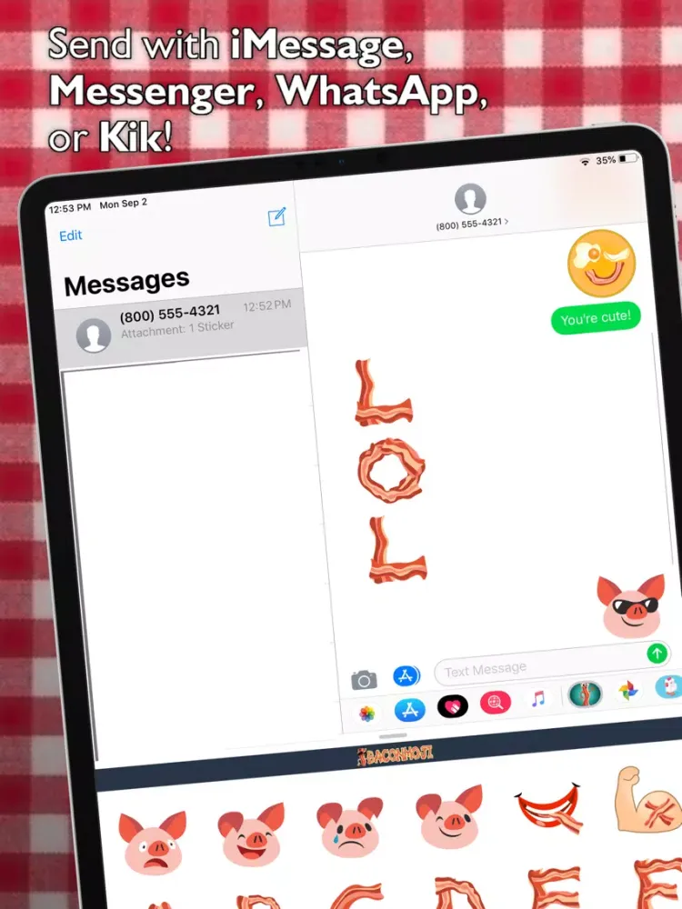 Скриншоты BaconMoji bacon emoji stickers iPad 