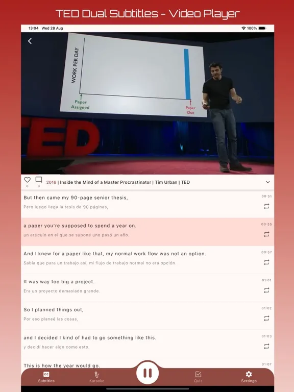 Zrzuty ekranu TED Dual Subtitles iPad 