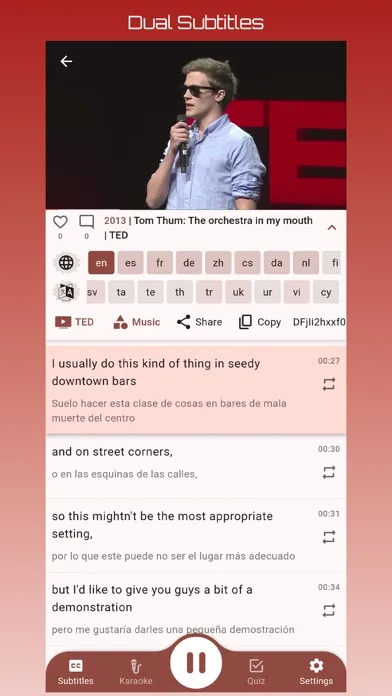 Zrzuty ekranu TED Dual Subtitles
