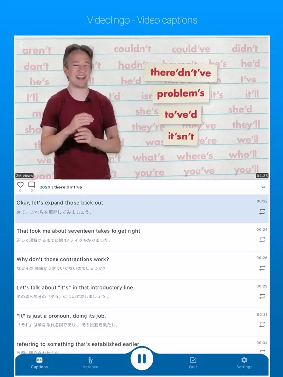 Video Lingo dual subtitles iPad  Screenshots