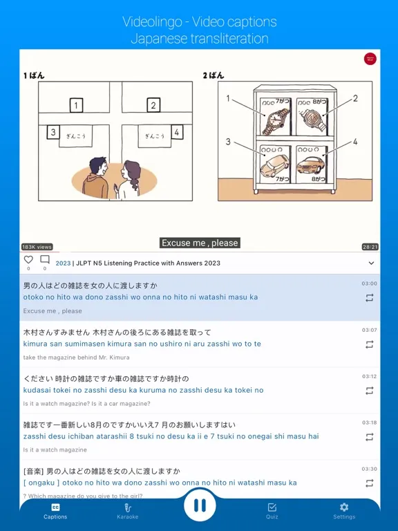Video Lingo dual subtitles iPad  Screenshots