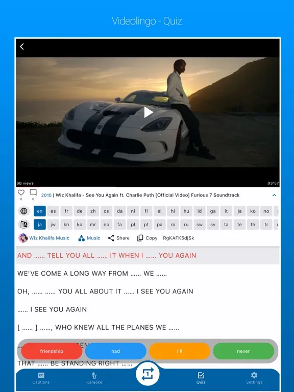 Video Lingo dual subtitles iPad  Screenshots