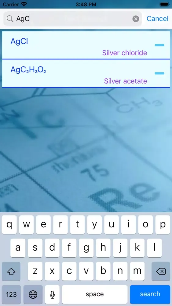 Captures d'écran de Name the chemical formulas