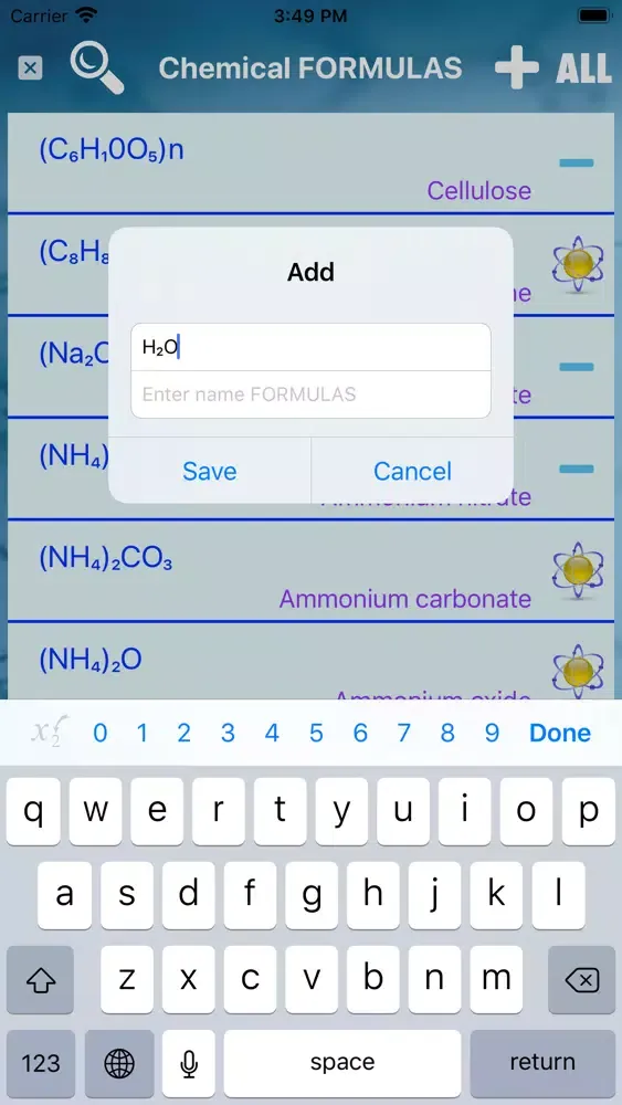 Captures d'écran de Name the chemical formulas