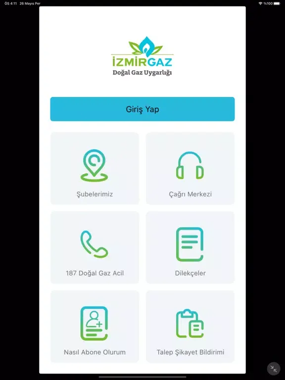 Capturas de tela do İzmir Doğal Gaz Mobil iPad 