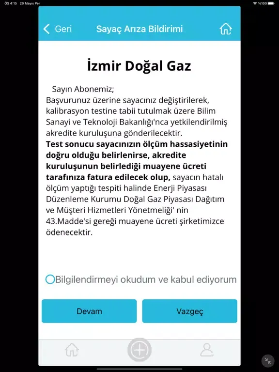 Capturas de tela do İzmir Doğal Gaz Mobil iPad 