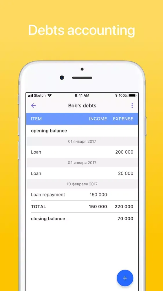 Tangkapan skrin ITOGO. Balances - accounting