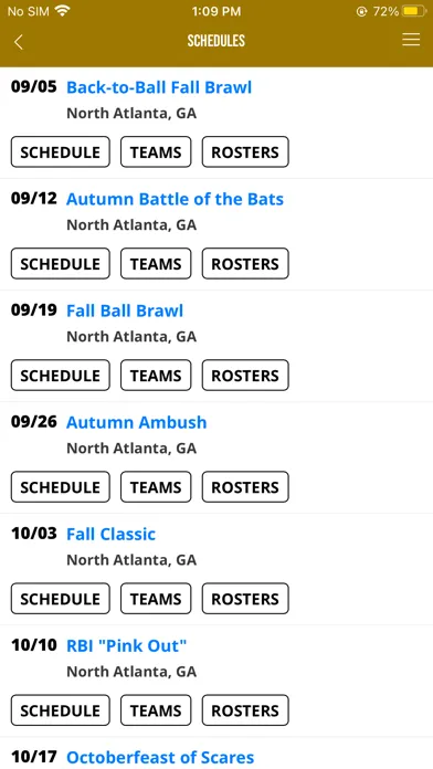 Ảnh chụp màn hình của RBI Tournaments