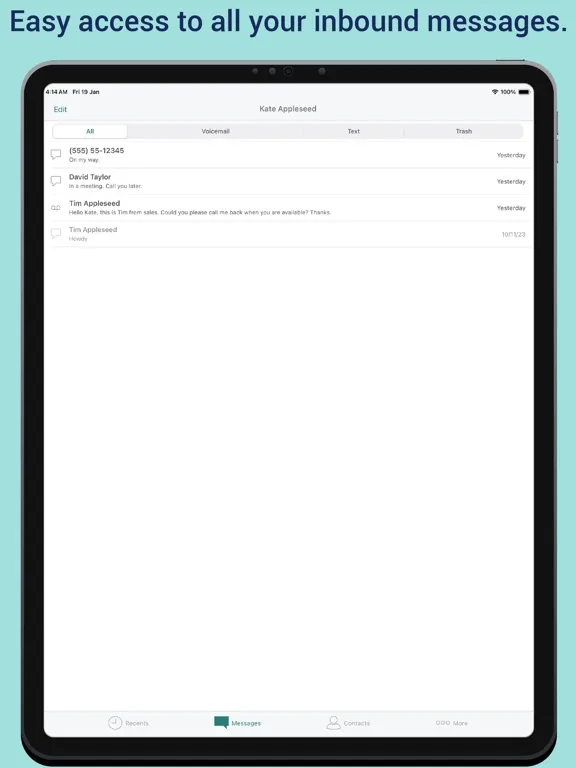 eVoice – business phone number iPad  स्क्रीनशॉट