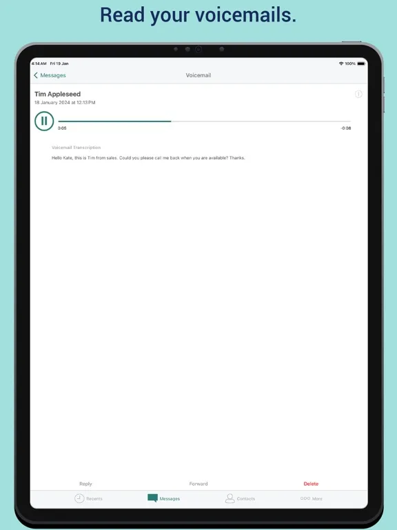 eVoice – business phone number iPad  स्क्रीनशॉट