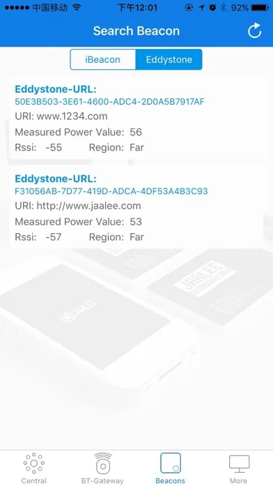 eBeacon:BLE Scanner Ekran Görüntüleri