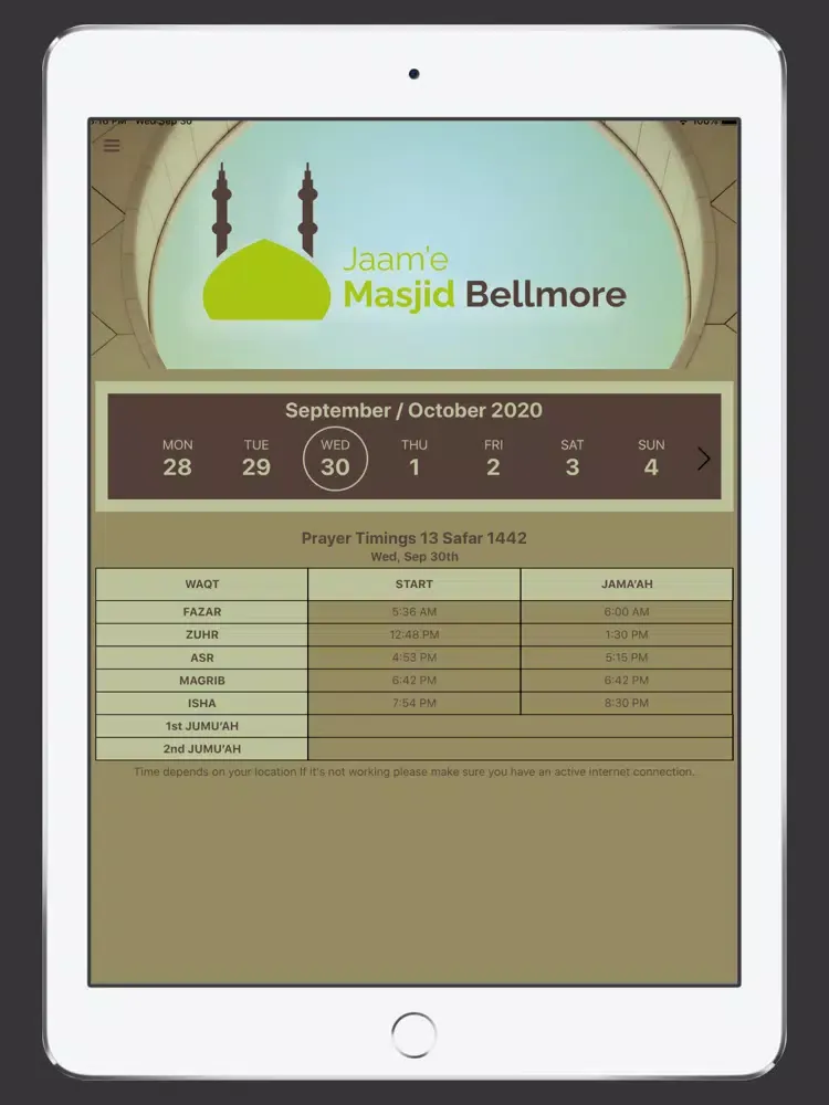 Ảnh chụp màn hình của Jaam'e Masjid Bellmore iPad 