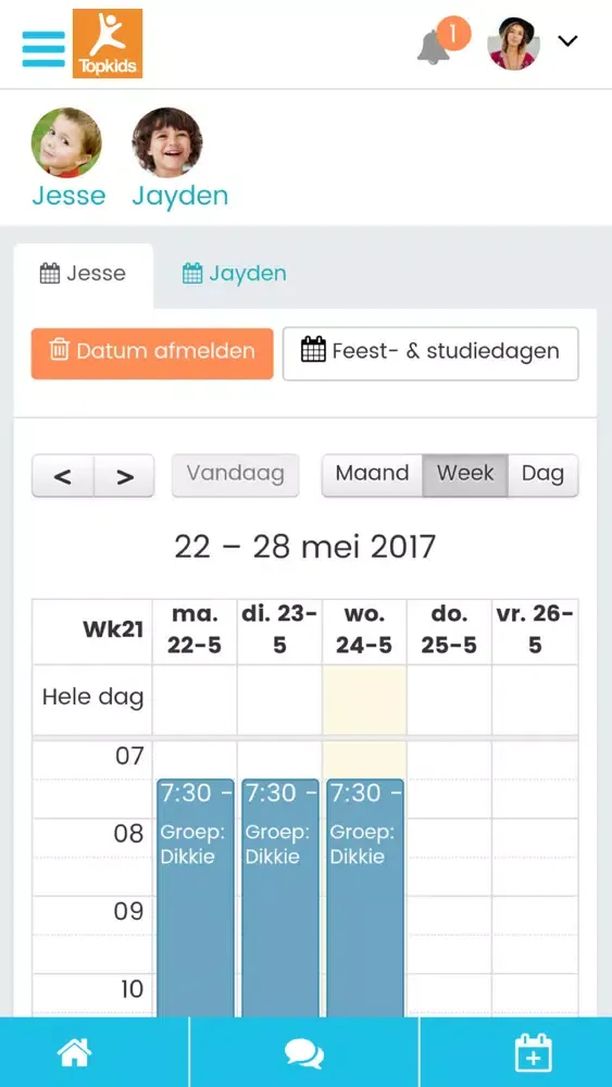 Topkids Kinderopvang ouder app Ekran Görüntüleri