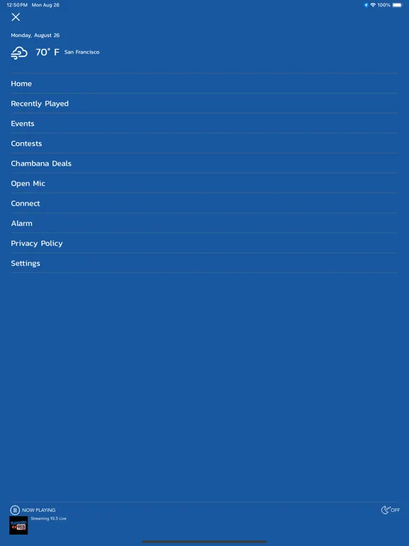 Tangkapan layar Rewind 92.5 iPad 
