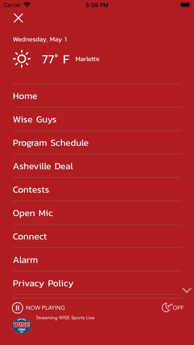 Screenshot di WISE Sports Radio