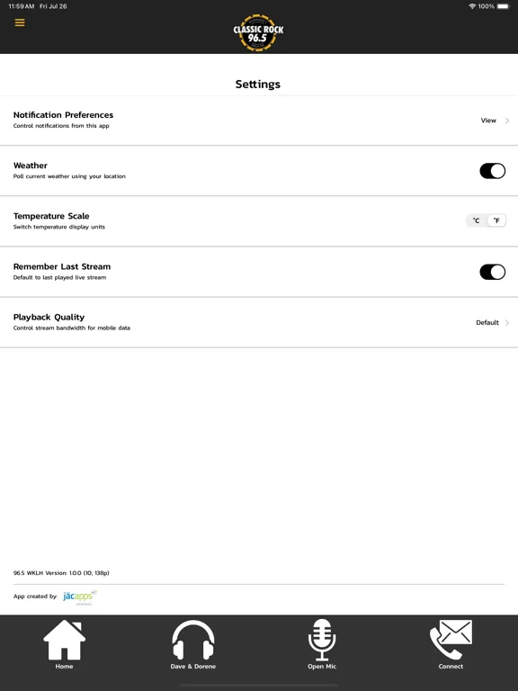 Tangkapan layar 96.5 WKLH iPad 
