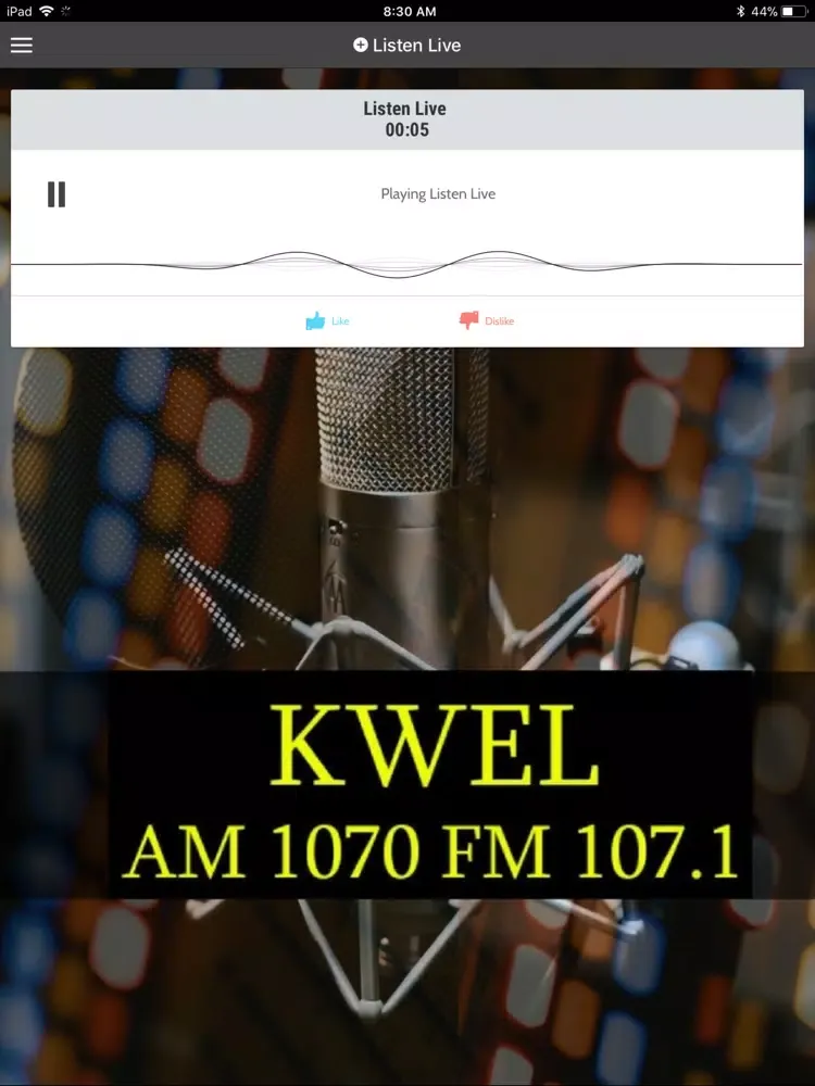 Ảnh chụp màn hình của KWEL Radio iPad 