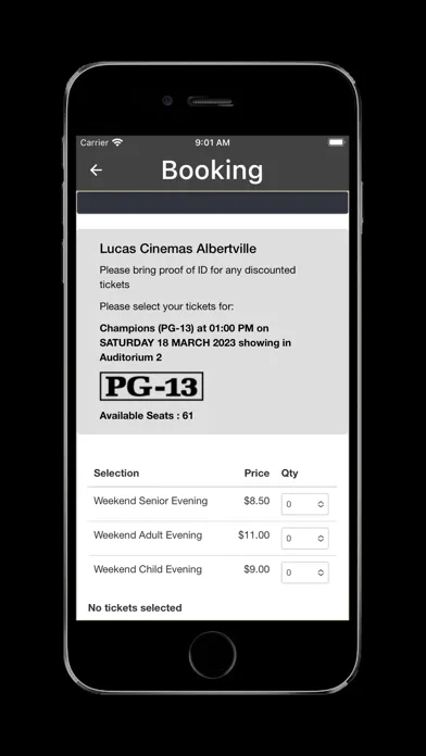 Capturas de tela do Lucas Cinemas